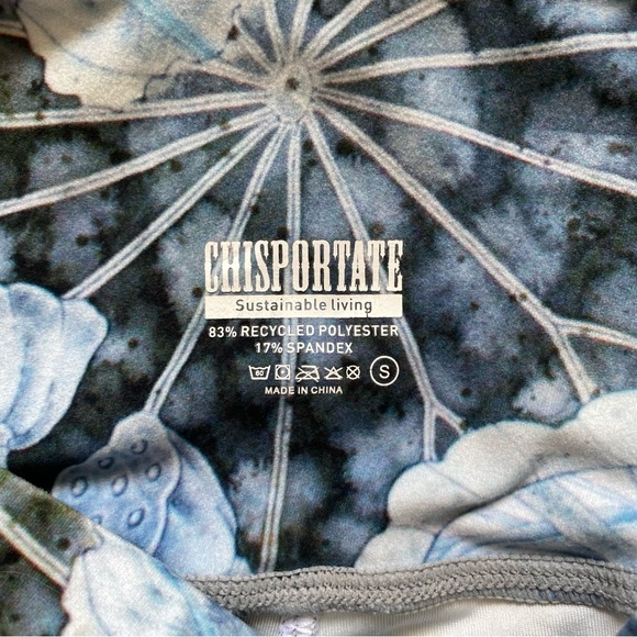 Watercolor Koi fish Lily pad print High waist workout leggings yoga pants S - Picture 6 of 8